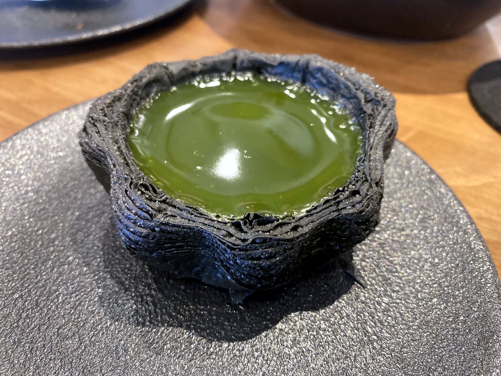 Artisanal matcha charcoal tart
