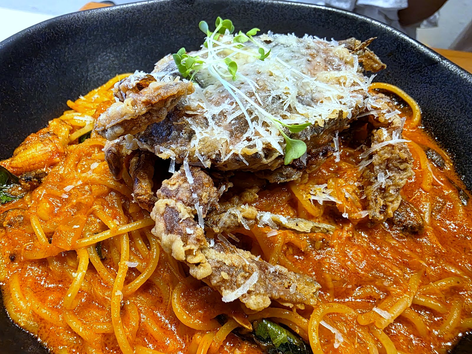 Crispy Soft Shell Crab Pasta